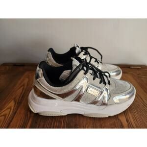 Women's Silver Metallic Nema 3 Casual Nine West Sneakers Sz 8.5